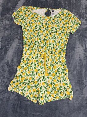 Lemon-Print Womens Romper S Elastic Waistband Alexs Lemonade